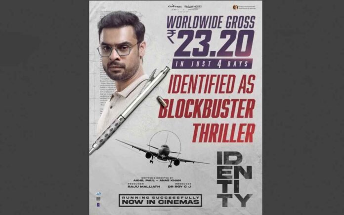 ‘Identity’ Grosses ₹23.20 crores in just 4 days, as Tovino Thomas continues his blockbuster streak!