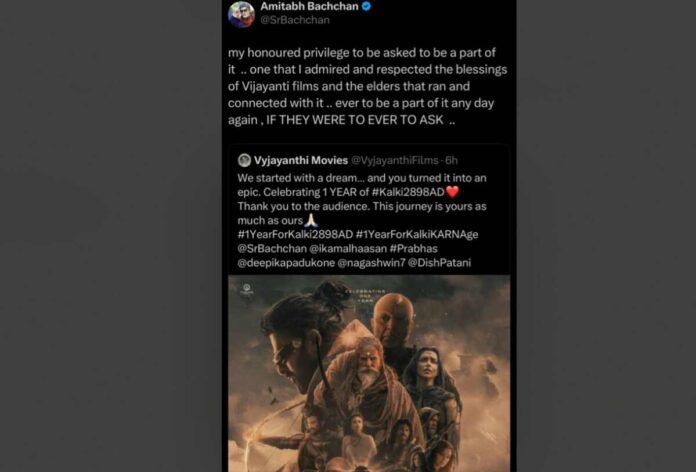 Amitabh Bachchan Celebrates One Year of Kalki 2898 AD and His Role as Ashwatthama: “My honoured privilege to be a part of it”