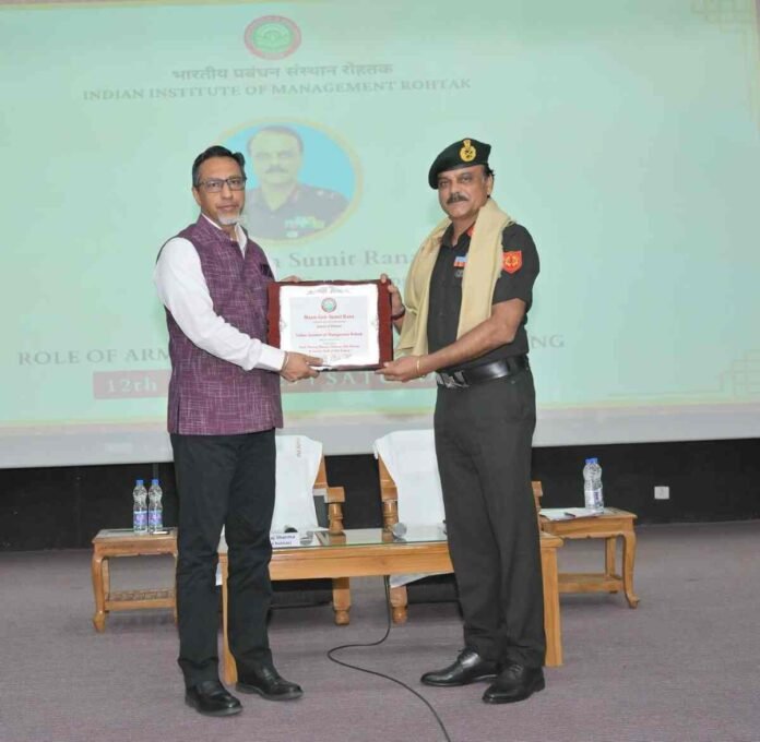 “The role of military goes far beyond the battlefield, it is the soul of the nation’s resilience”, says Major General Sumit Rana at IIM Rohtak