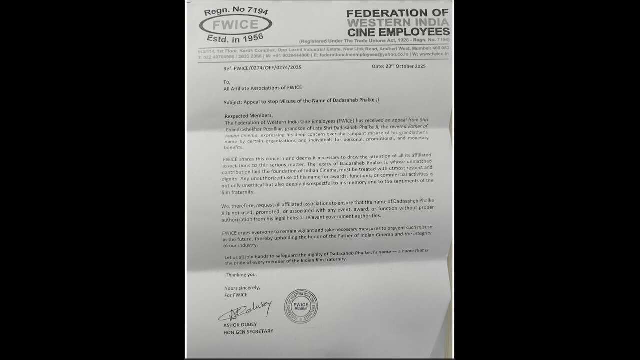 Bollywood Associations Warn Against Misuse of Dadasaheb Phalke’s Name for Private Awards; Industry Advisory Issued 2 Bollywood Associations Warn Against Misuse of Dadasaheb Phalke’s Name for Private Awards; Industry Advisory Issued