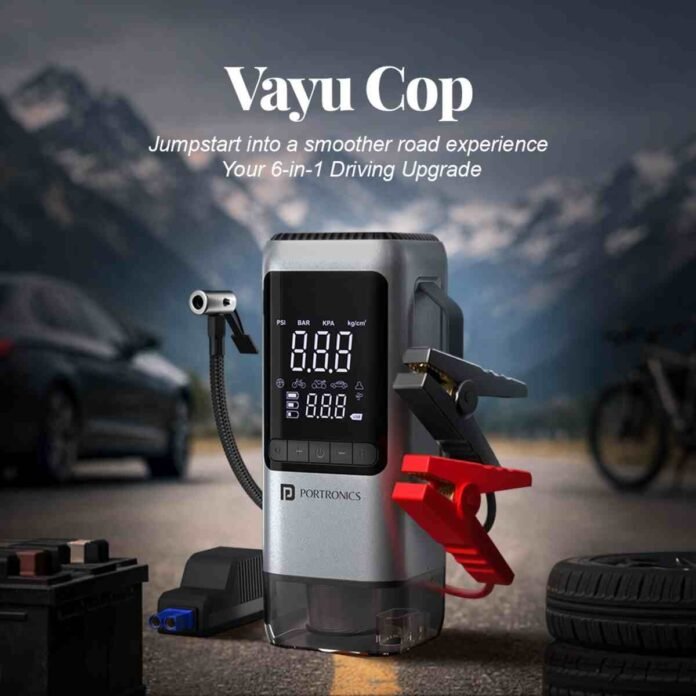 Tyre Inflator, Vacuum Cleaner, Battery Starter, Power Bank-All in one? Portronics Launches Vayu Cop: 6-in-1 Car Emergency Utility Station