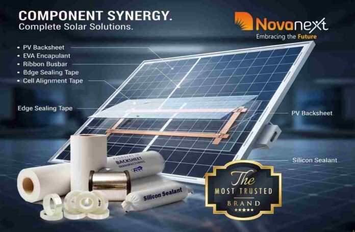 Novanext Energies, PV module backsheet manufacturer, solar encapsulation materials, Duro-Sheet technology, EVA EPE POE encapsulants, Shabbir Saifuddin Makati, India solar supply chain, 6 GW solar manufacturing, low WVTR backsheets, flexible solar panel materials, PID resistance