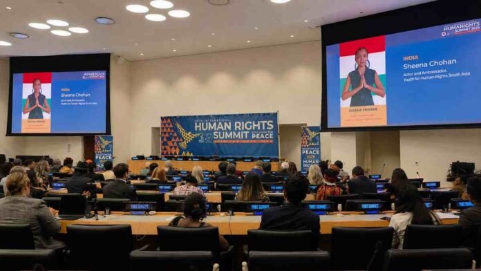 Sheena Chohan, Human Rights Ambassador of South Asia, speaking at the United Nations Headquarters in New York