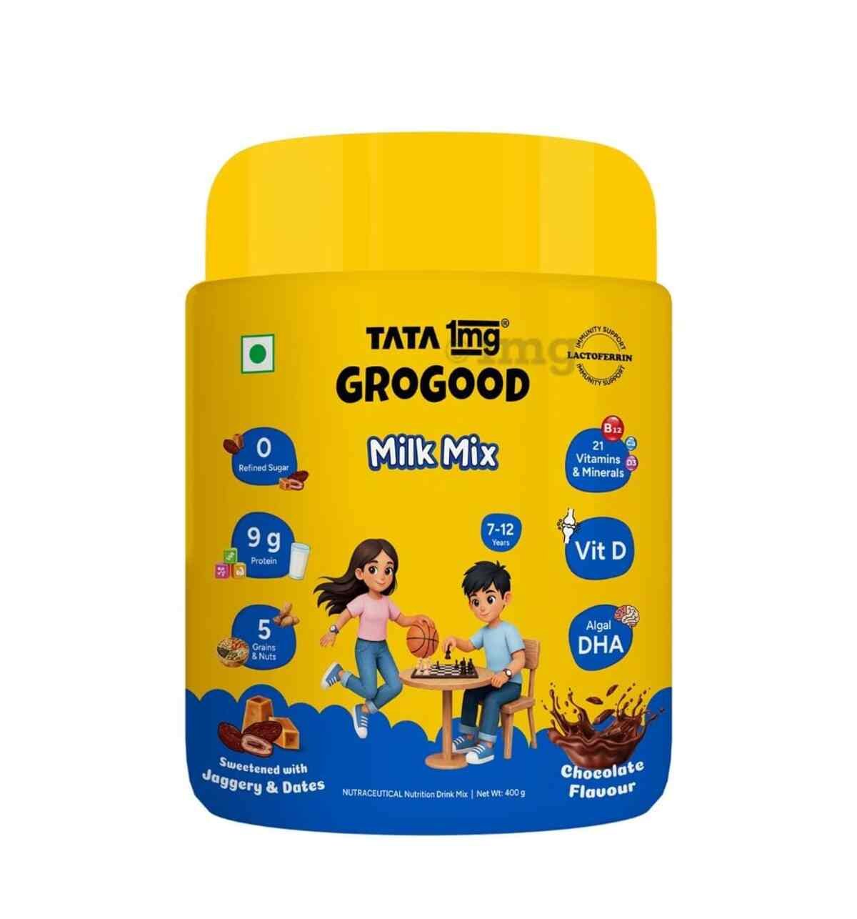 4 No-Refined-Sugar Health Drinks For Kids In India 1 Tata 1mg GroGood Milk Mix