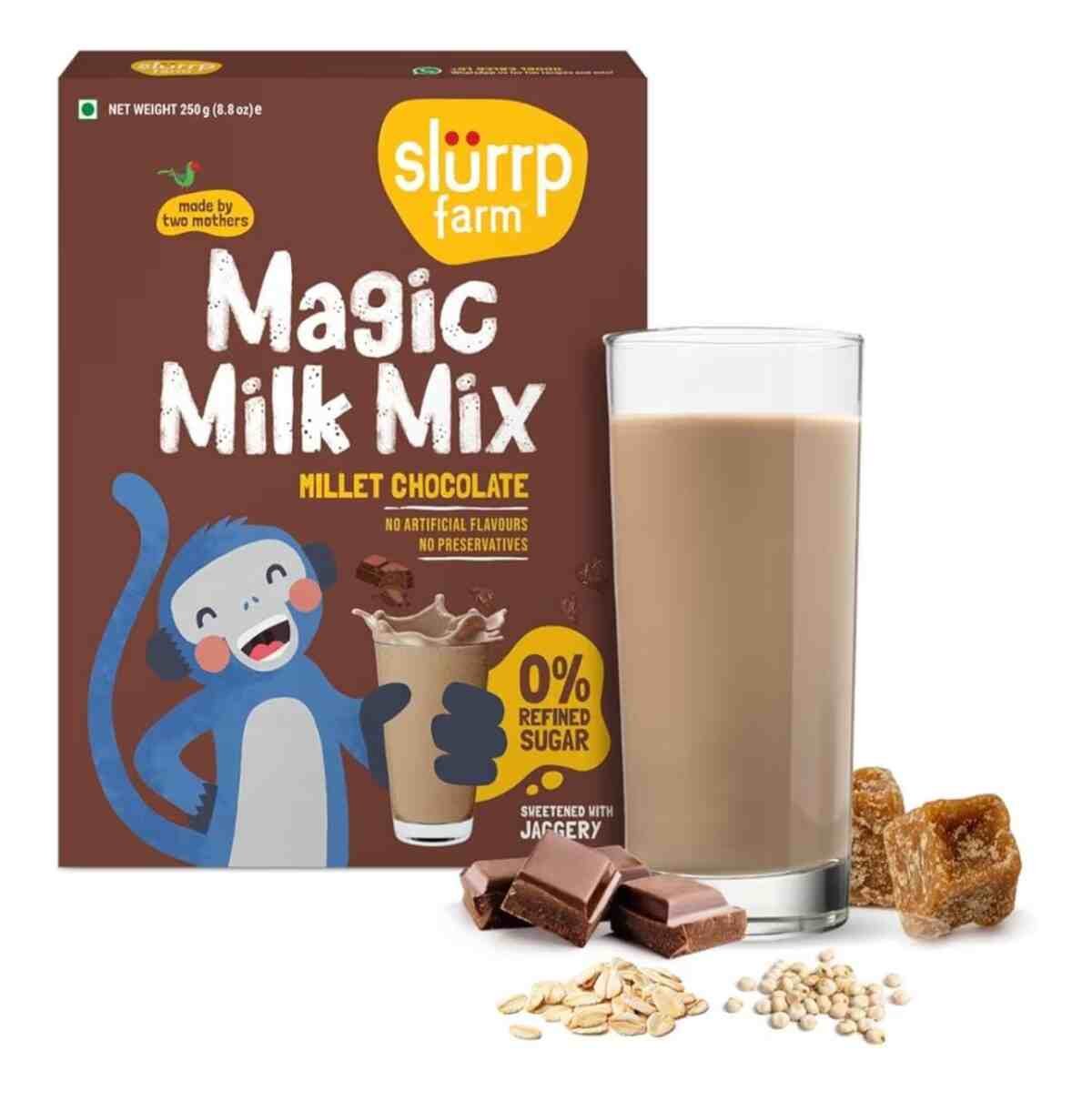 4 No-Refined-Sugar Health Drinks For Kids In India 4 Slurrp Farm Magic Milk Mix - Millet Chocolate