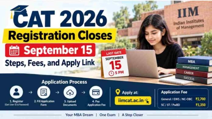 Candidate filling the CAT 2026 online registration form on iimcat.ac.in before the September 15 deadline