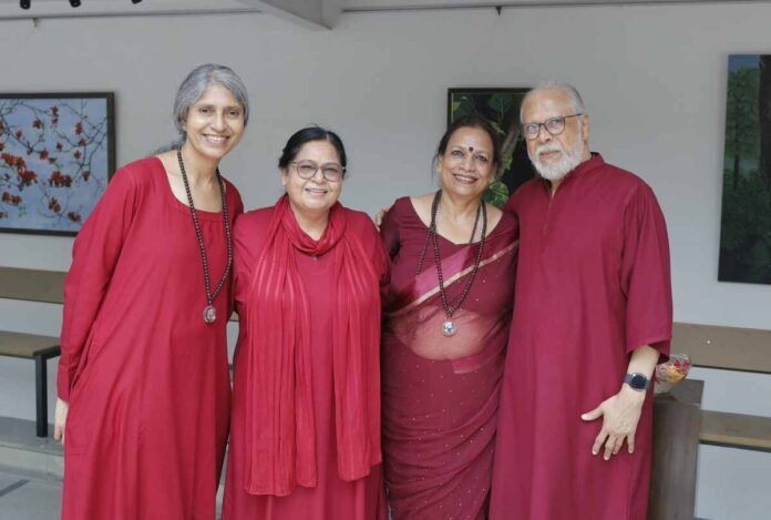 Participants and spiritual seekers celebrating Osho Neo Sannyas Day with meditation at Osho Dham Delhi