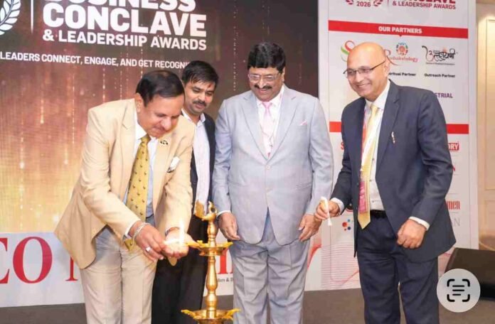 Dignitaries and jury lighting the lamp at The CEO Magazine Business Conclave & Leadership Awards 2026 in New Delhi