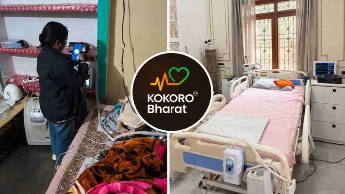 Hospital-grade home ICU setup in India with multiparameter monitor and trained critical care nurse attending patient
