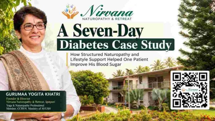 Supervised naturopathy therapy session and herbal preparation for diabetes management at Nirvana Retreat Igatpuri