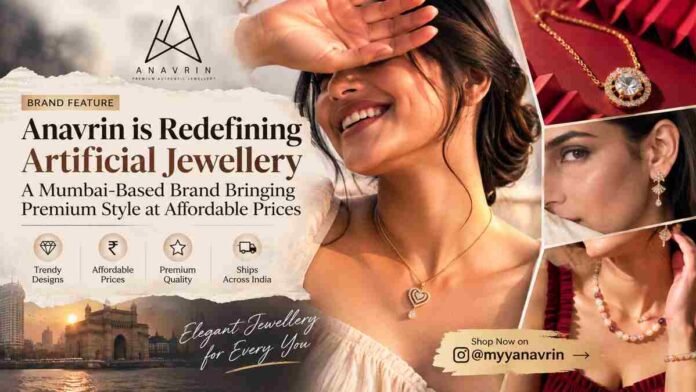 Anavrin premium artificial jewellery set featuring contemporary earrings and necklace